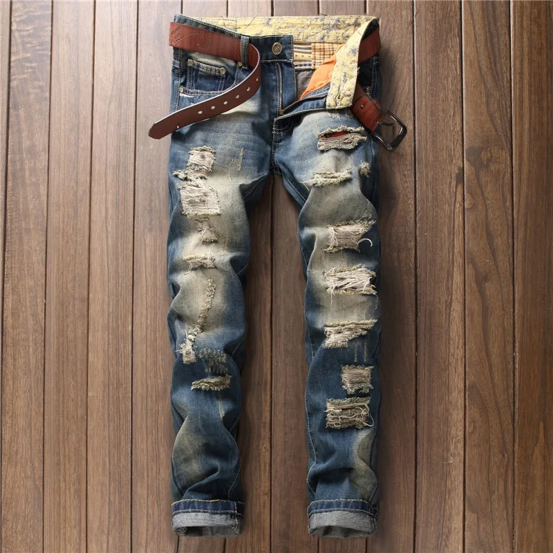 

Hot Sale New Fashion Brand Spring Men's Denim Straight Plus Size 38 Vintage Washed Trousers Men Jeans Pants Slim Fit jeans men