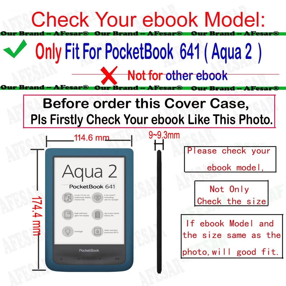 Чехол-книжка из искусственной кожи для PocketBook 641 Aqua 2 eReader, 6 дюймов, чехол с магнитной электронной книгой, защитный чехол+ пленка+ стилус