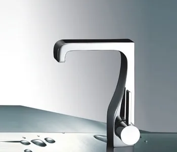 

Free shipping polished chrome brass Bathroom Sink square Faucet mixer tap