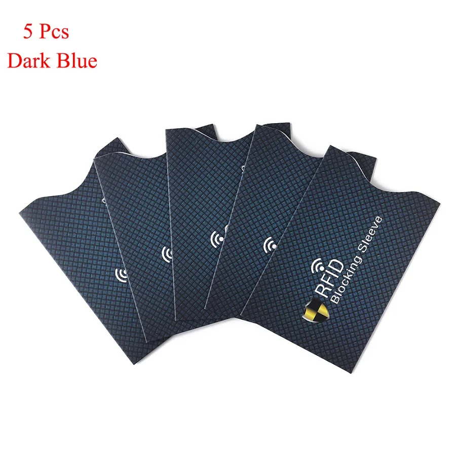 5 шт. защитный Противоугонный Считыватель RFID защита для кредитных карт блокирующий чехол для кожи алюминиевый чехол для банковских карт рукав кошелек - Цвет: Dark blue