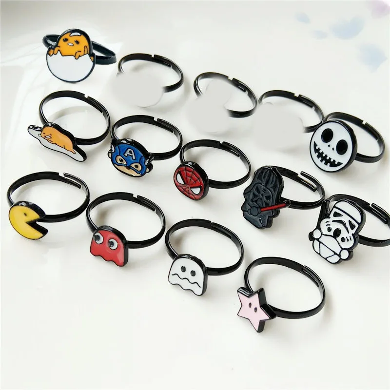 

Star Wars Black Knight Pacman cartoon ring Gudetama Spider Man Nightmare Before Christmas Jack adjustable opening finger rings