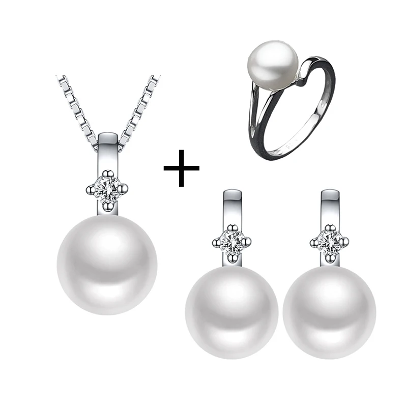 Sinya Sterling Silver jewelry sets for women with freshwater pearls earring pendant necklace and ring best