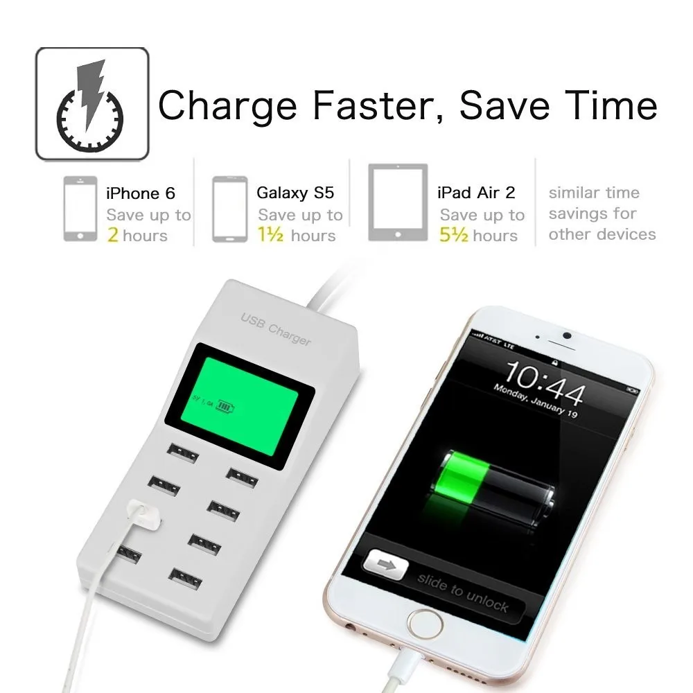 Продажа Универсальный 8 порты usb светодио дный Дисплей США ЕС Великобритания Plug переносной AC удлинитель socket smart charger для сотового телефона планшеты к...