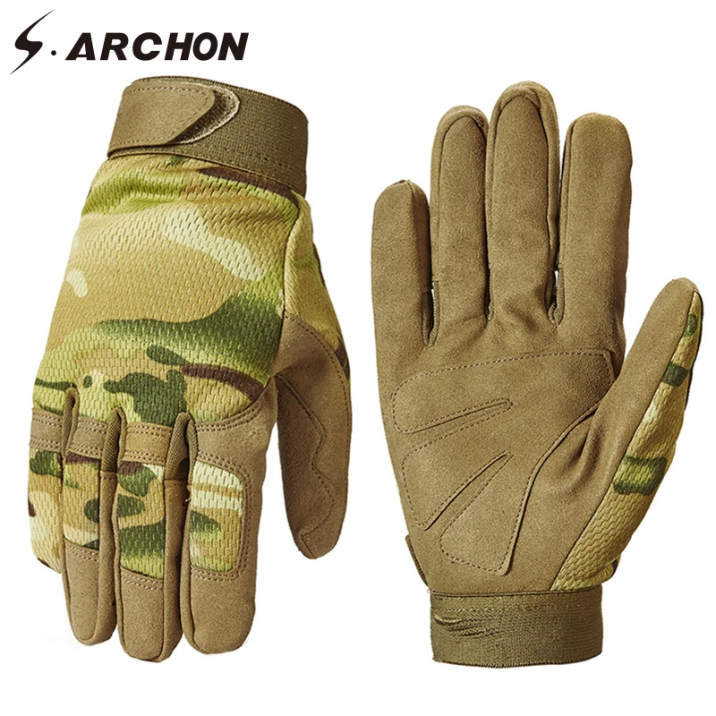 S. ARCHON военные камуфляжные тактические боевые перчатки мужские армейские Мультикам мотоциклетные перчатки полный палец стрельба Боевая рукавица