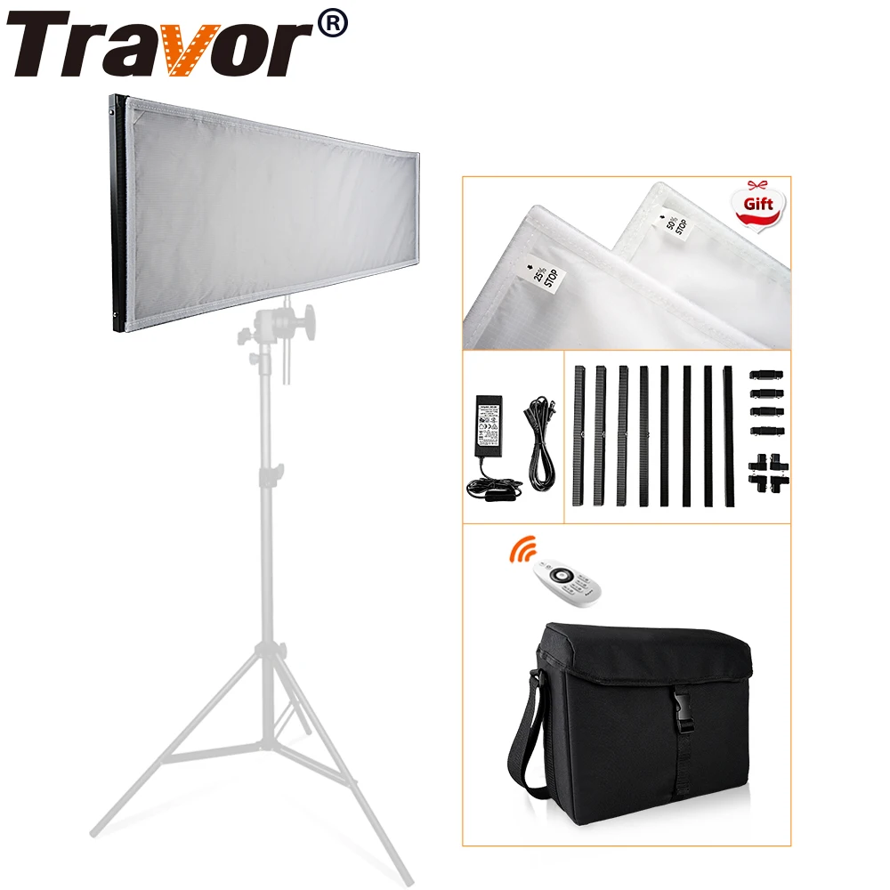  Travor FL-3090 1x3' 30*90cm Flexible LED Fabric Light 576pcs LEDs 5500K Dimmable Photography Light  - 32851334765