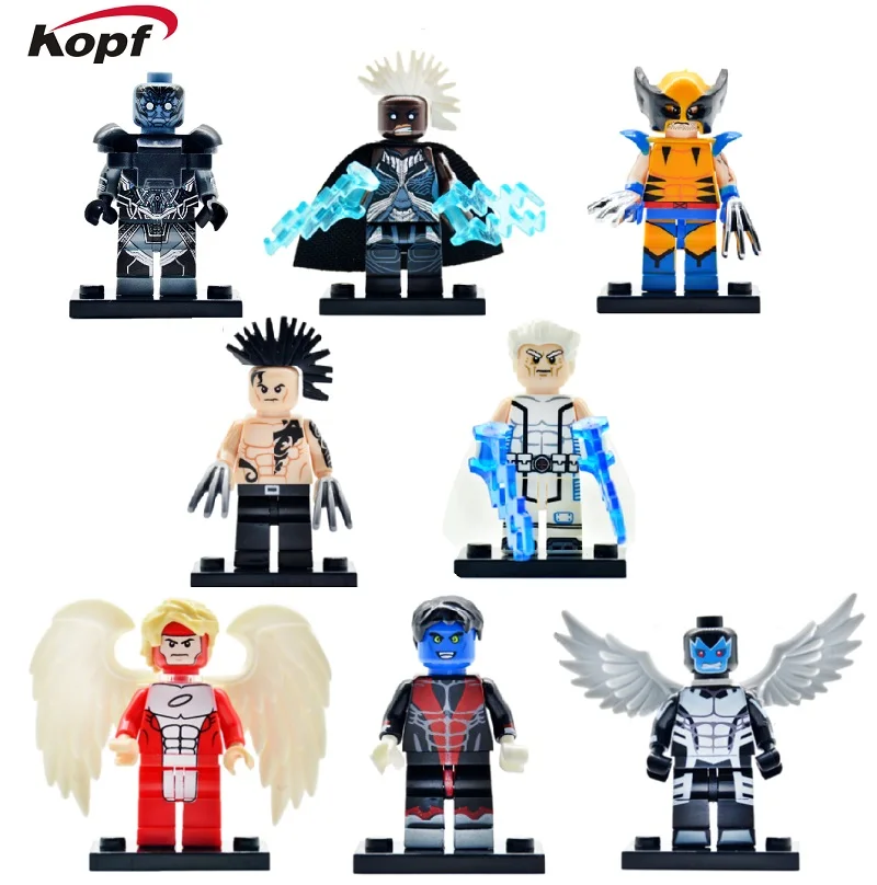 20Pcs Building Blocks Super Heroes Apocalypse Storm Wolverine Daken Angel Nightcrawler Archangel Dolls Toys for children PG8019