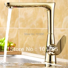 L15975-роскошный бортике золотой цвет латунь Материал Однорычажный смеситель для кухонной раковины