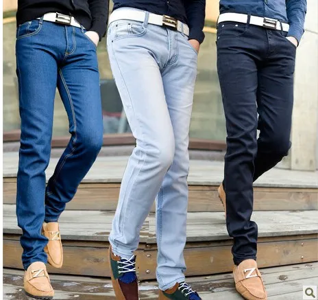 Fashion Men Summer Autumn Blue Light Color Jeans Plus Size Denim Fashion Men Summer Autumn Blue Light Color Jeans Plus Size Denim Pants Male Cotton Casual Pencil