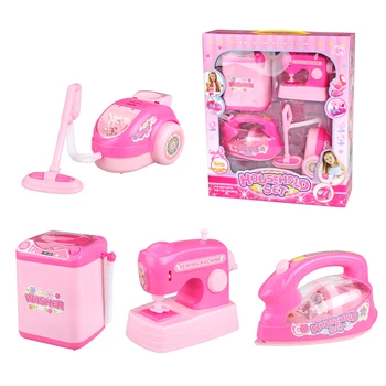 

4pcs Pink Household Pretend Play Toys mini washing machine toy Educational Appliances For Girl Toy Gift