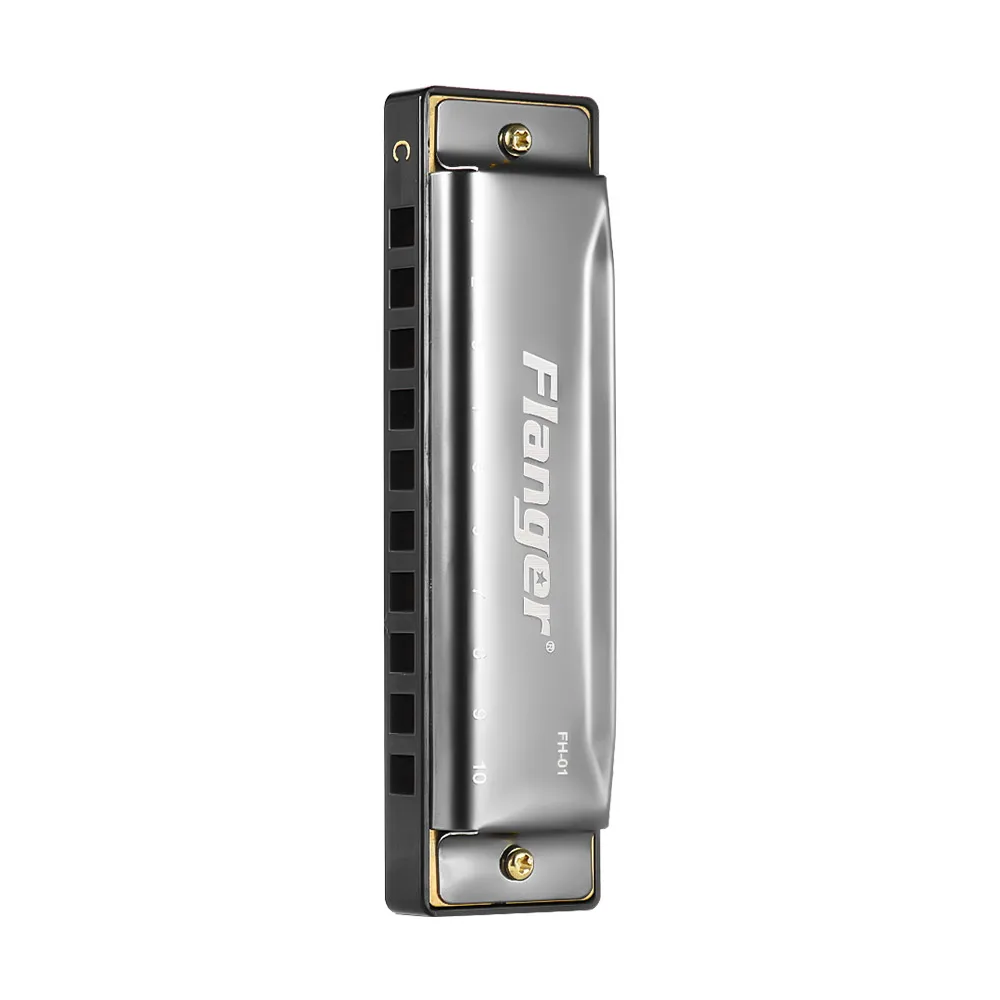 Горячая Flanger FH-01 Блюз диатоническая губная гармоника стандарт 10 отверстий 20 Тон с кейсом Ключ C для начинающих профессионалов