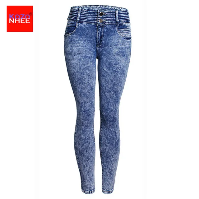 stretching Snow Wash Skinny Jeans Women Elasticity Skinny