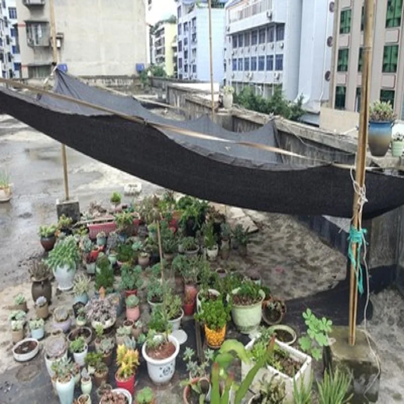 Red de sombra de Sol Negro 8 agujas de tela de malla de plástico HDPE 80% sombreado techo de lluvia plantas de jardín al aire libre
