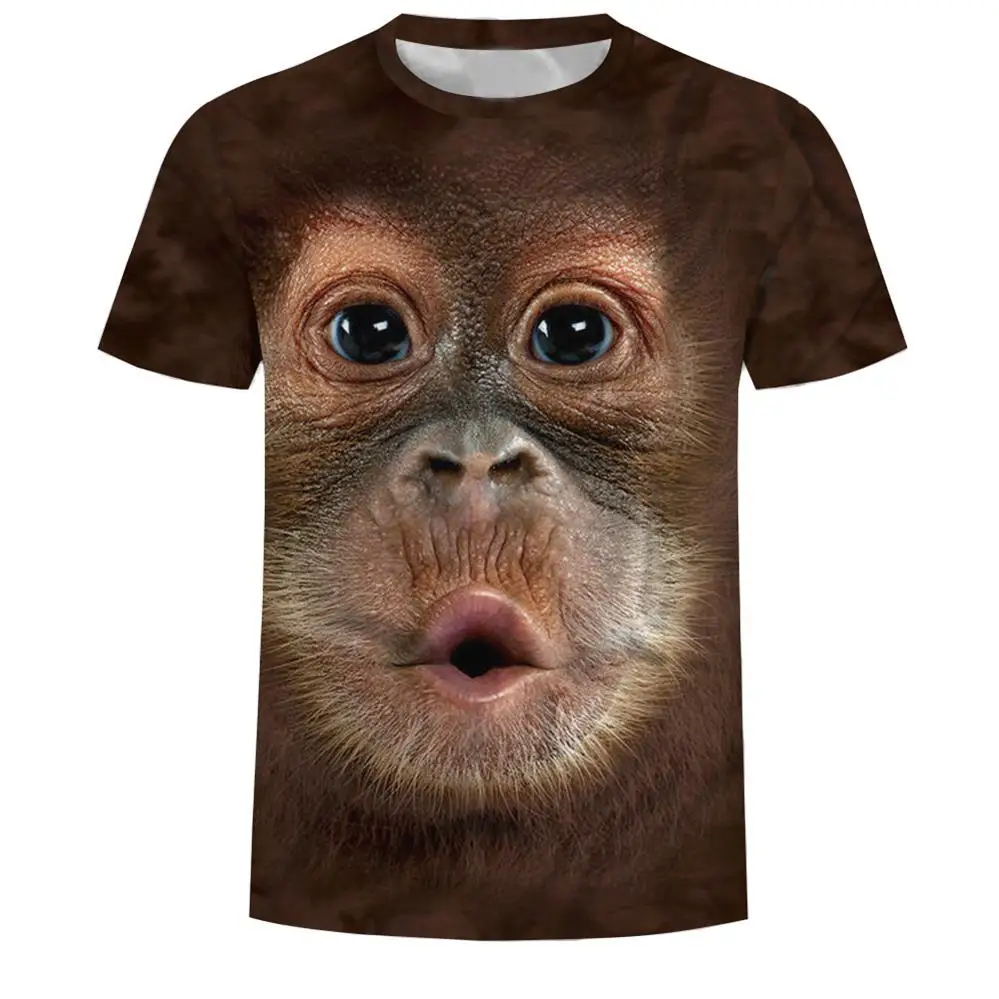 Мужская футболка, 3D принт с животными, футболка с изображением обезьяны, короткий рукав, Забавный дизайн, повседневные топы, футболки, мужские летние футболки, размер США S-3XL