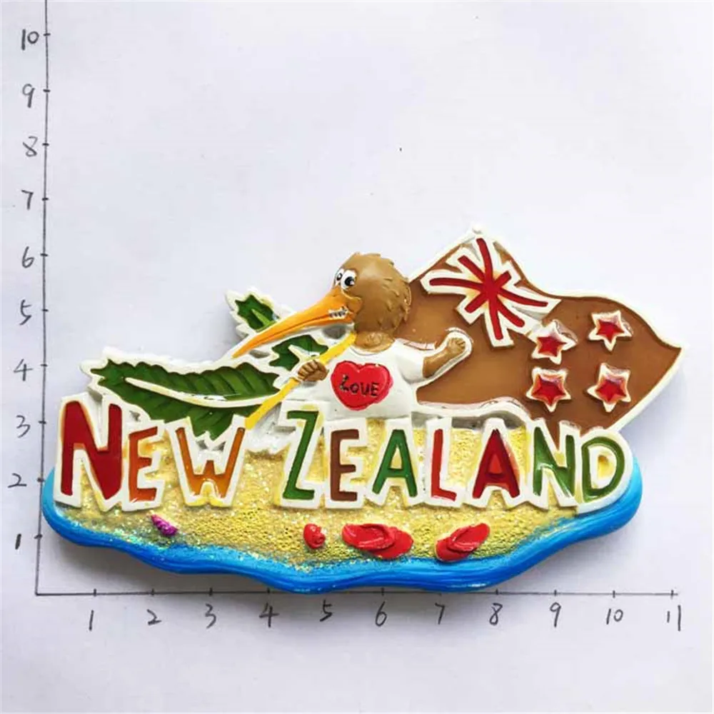 Kühlschrank Magnet Kiwi Neuseeland mit Paua Muschel  Harz 