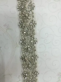 

5yards/lot Free shipping bridal sash applique, rhinestone applique trim bridal, crystal applique, rhinestone bead applique