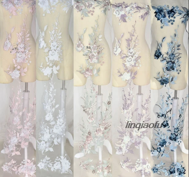 

Three-dimensional embroidery lace fabric high-end wedding handmade diy accessories flower cloth