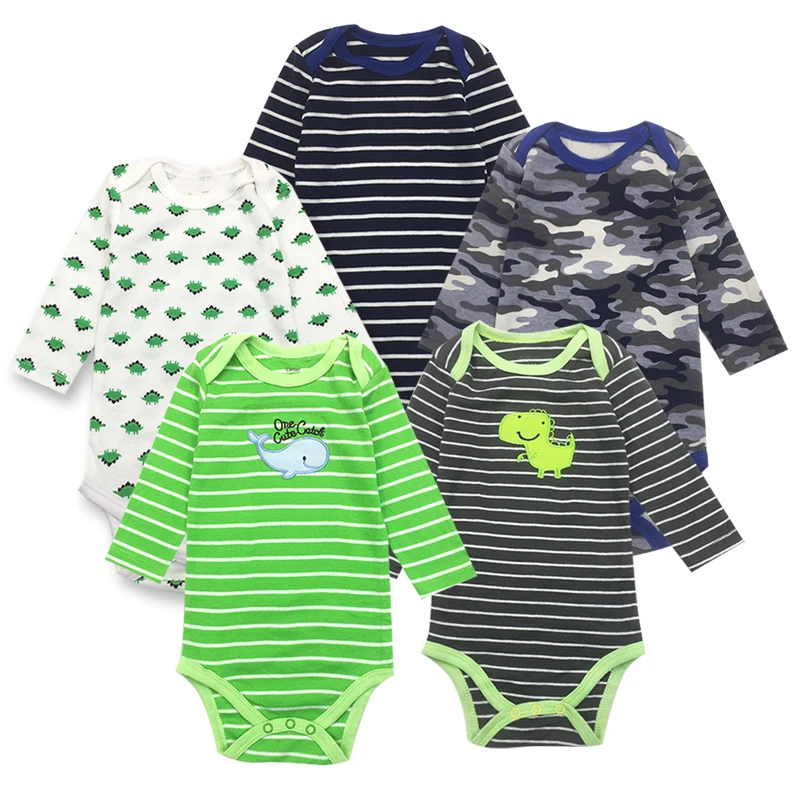 5Pieces/Lot Baby Bodysuits Long Sleeved Boys Girls Clothing Triangle Newborn Bodysuits Cotton 3-24M Baby's Sets