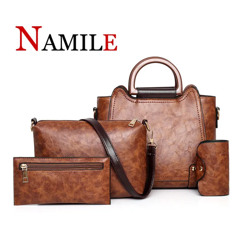 

2019 fashion 3 piece set / ladies composite handbag quality leather ladies shoulder bag ladies Messenger bag Messenger bag