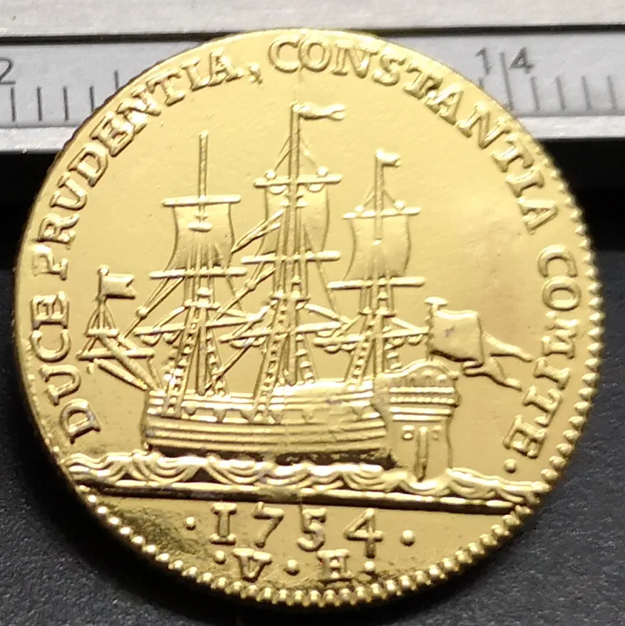 1754 ДАНИЯ 1 Dukat 22 K Позолоченные Имитация монеты