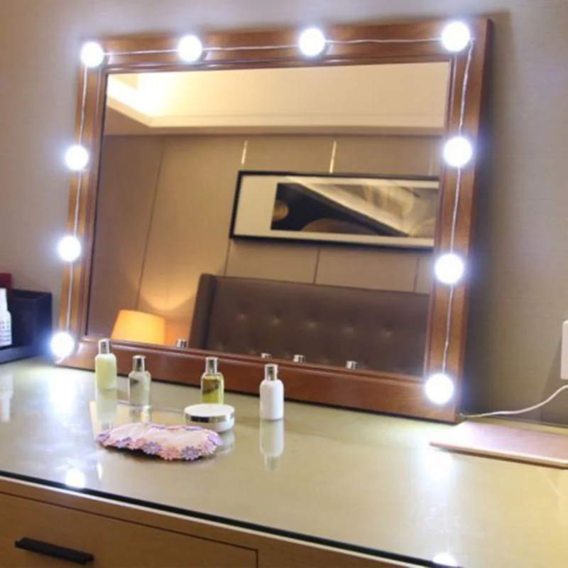 

10 LED Dimmable Mirror Light USB Power Supply 7000K Light Bulb String for Makeup Dressing Table SLC88