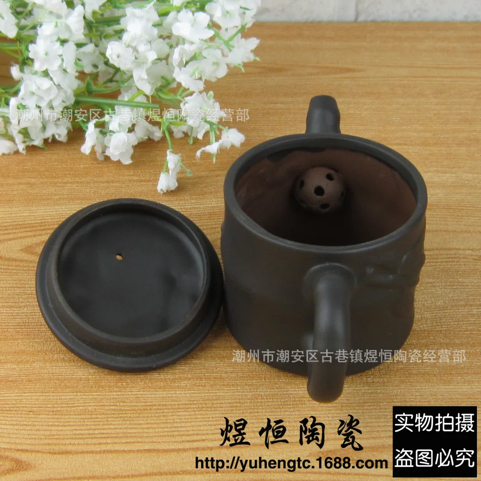170 мл Исин фиолетовый горшок Китай Глина чайник бамбуковый рельеф трехмерное моделирование черный чайник чайный набор кунг-фу