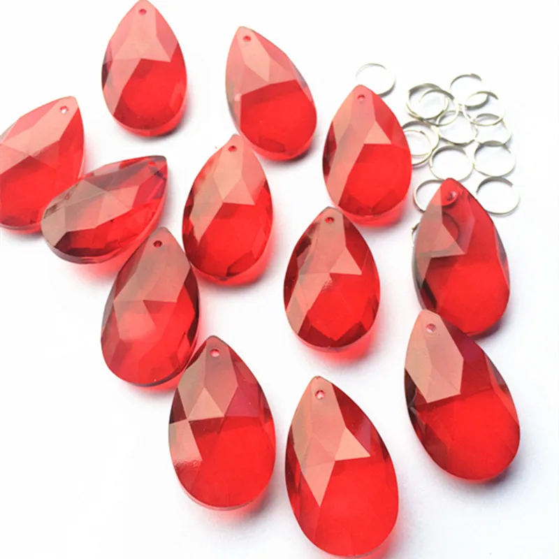 38mm 100 pieces red crystal chandelier pendants crystal teardrops