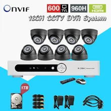TEATE 16 channel cctv dvr security system 8ps600tvl IR dome Surveillance camera dvr Recorder 16ch hdmi 1080p with 1TB HDD CK-221