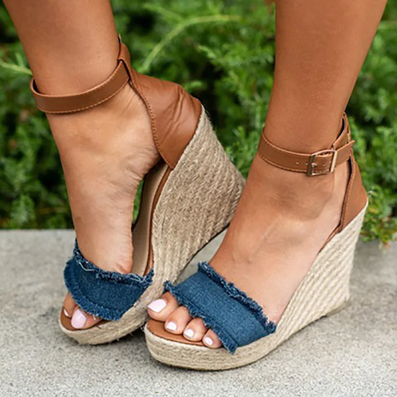 open toe wedge high heels