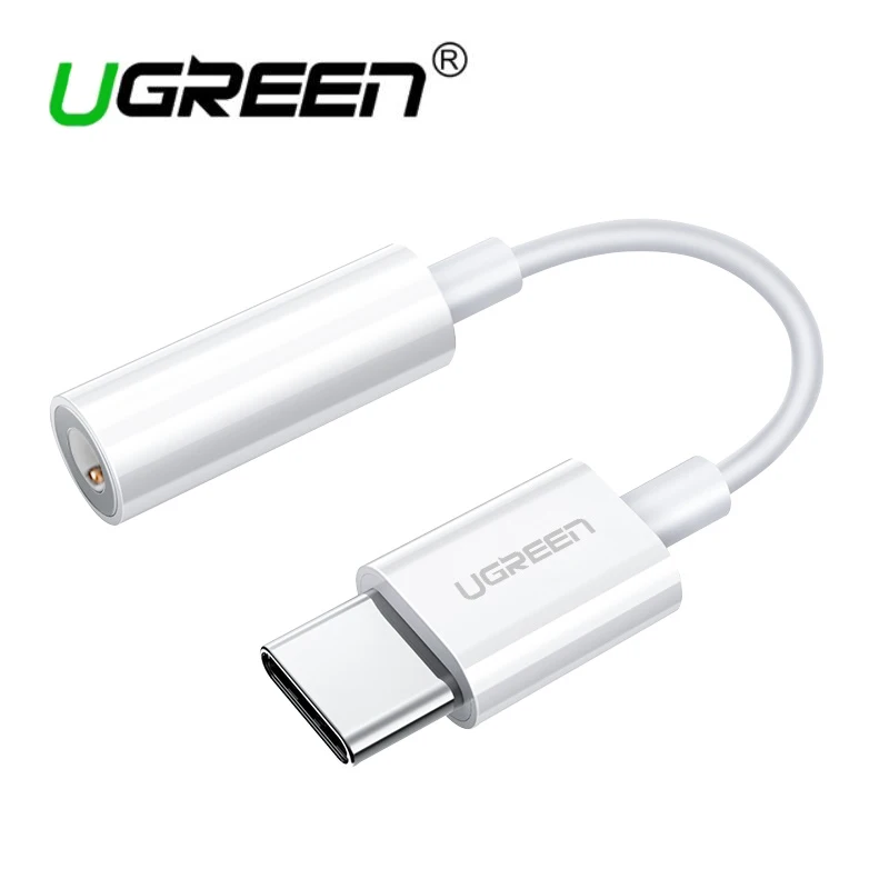 Ugreen usb type c до 3,5 мм разъем для наушников адаптер aux аудио кабель конвертера для huawei P30 pro P20xiao mi 9 8 6 mi x2 oneplus 7 - Цвет: TPE white