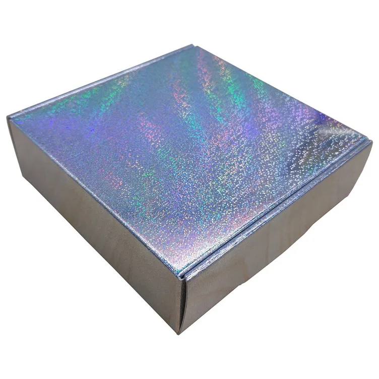 50 коробок, Экологичная Бумажная Коробка для конфет для свадьбы, голографическая подарочная упаковка, вечерние коробки, лазерное отражение - Цвет: Micro Dots Silver