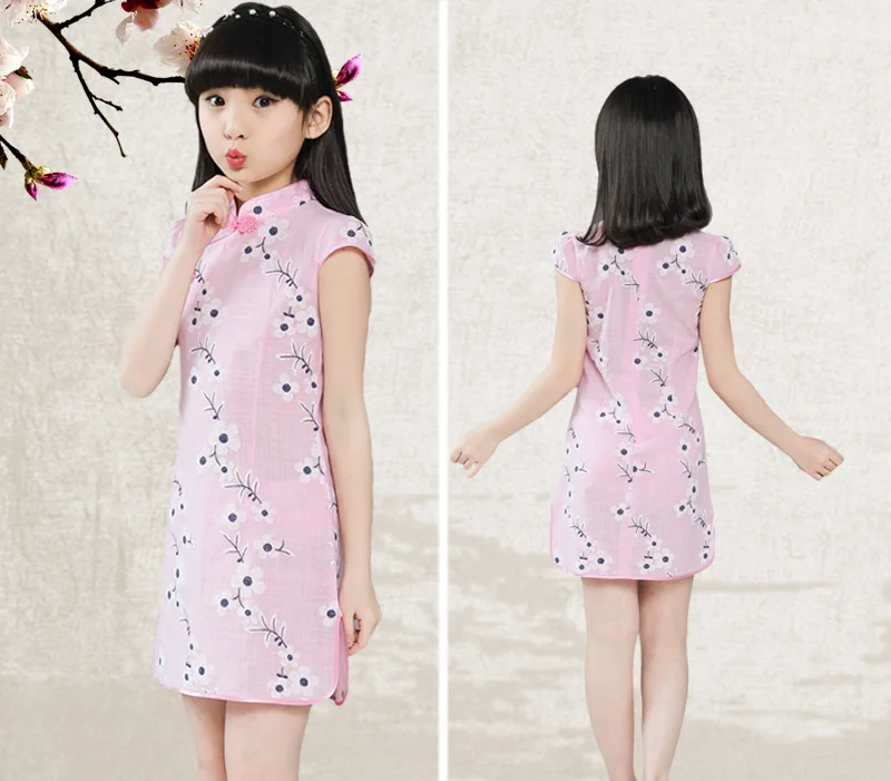 Girls Children's Cheongsam Chinese Qipao Ball Gown Dress Clothing Summer Multi-Colors Baby Kids Party Performance Dresses clothes (12)