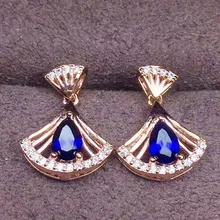 Серьги-капли с натуральным сапфиром,, настоящий синий сапфир, Стерлинговое Серебро 925 пробы, опт, 0.5ct* 2 шт, драгоценные камни# J18052102