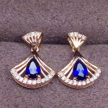

Natural sapphire drop earring Free shipping Origin real blue sapphire 925 sterling silver Wholesales 0.5ct*2pcs gems #J18052102