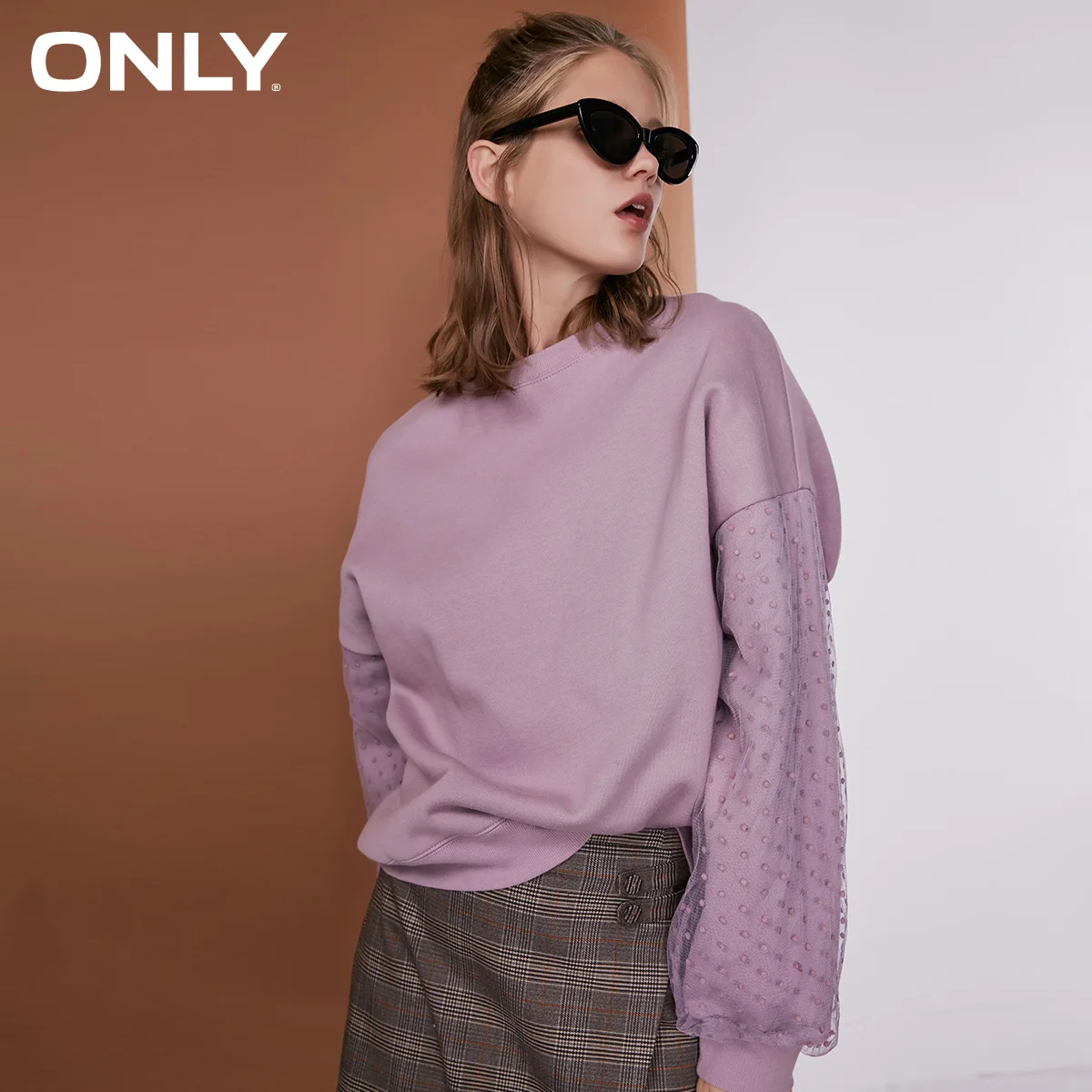 فقط المرأة فضفاض صالح جولة العنق لون نقي كنزة قطيفة | 11839S571 فقط المرأة فضفاض صالح جولة العنق لون نقي كنزة قطيفة | 11839S571