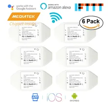 Smart WiFi универсальный переключатель, DIY, Amazon Alexa и Google Assistant & IFTTT поддерживается, приложение дистанционного управления 6-Pack Meross MSS710