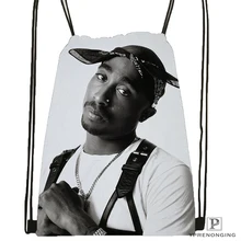 Custom Tupac Artwork Drawstring Backpack Bag Gift Bags for Man Woman Cute Daypack Kids Satchel Black