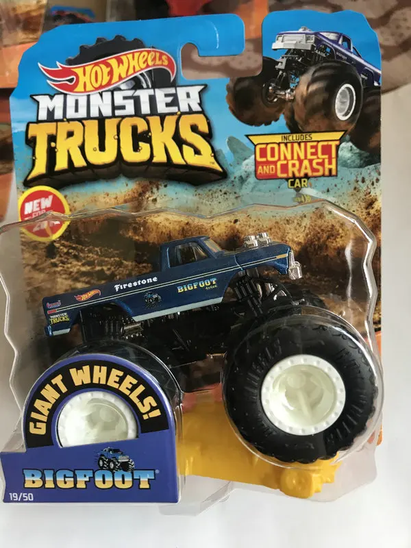 Hot Wheels автомобиль MONSTER TRUCKS большая нога подключения и крушение автомобиля коллектор издание металл литья под давлением модели автомобилей детские игрушки подарок - Цвет: 19-FYJ44