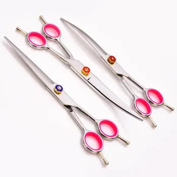 

professional Japan 7 inch Pet dog grooming cut hair scissors dog curved cutting shears pet berber makas hairdressing scissors