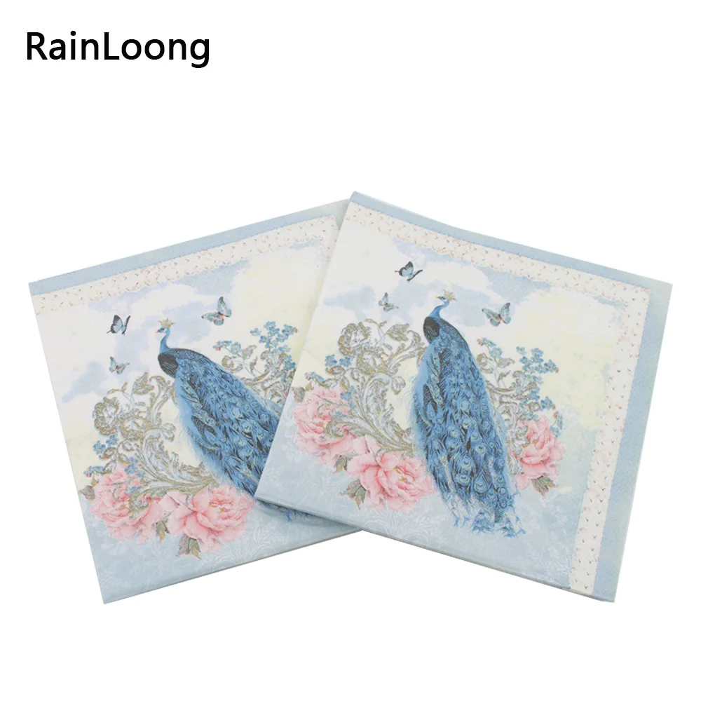 [RainLoong] 3Plys Beverage Paper Napkins Peacock Party ...