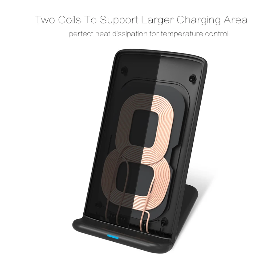 !ACCEZZ 2 in 1 Vertical Phone Stand Charger Fast Qi Wireless Charging For iPhone X 8 Plus XS Samsung Galaxy S8 S9 Desktop Charge (3)