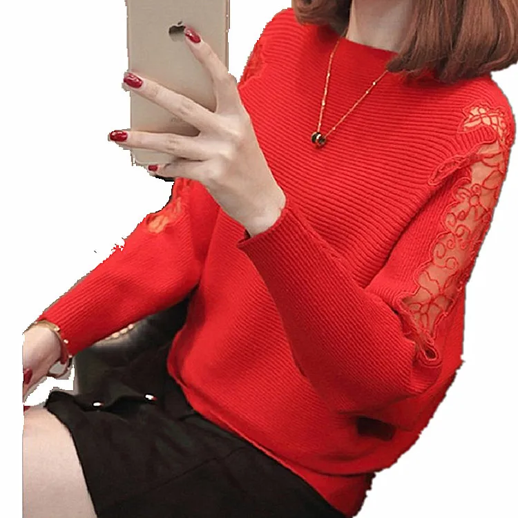 Winter Sweaters Women Slash Neck Long Batwing Sleeved Tops Pullovers Sexy Ladies Korean Lace Knitted Jumpers Overcoats | Женская одежда