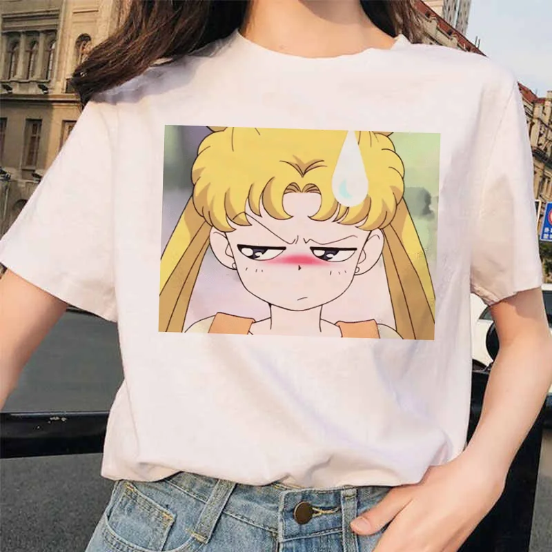 4642 Сейлор Мун 90s забавная Футболка Harajuku одежда футболка Эстетическая кошка аниме Женская милая женская футболка Kawaii футболки Мода Ullzang - Цвет: 4642