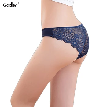 

Godier 3 Pcs Women Underwear Briefs Sexy Lace Women Panties Solid Low-Rise Seamless Cotton Briefs Ladies Girls Panties S M L XL