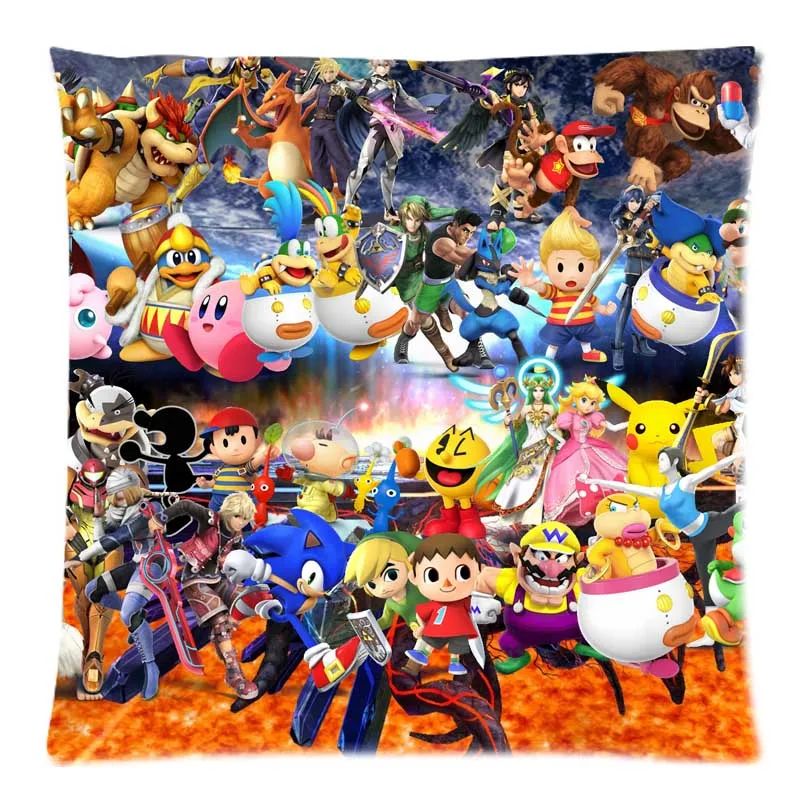 

2018 Personalized Pillowcase Super Smash Bros Print Pillow Cases Polyester Sofa Car Cushion Cover Home Decor 45x45cm