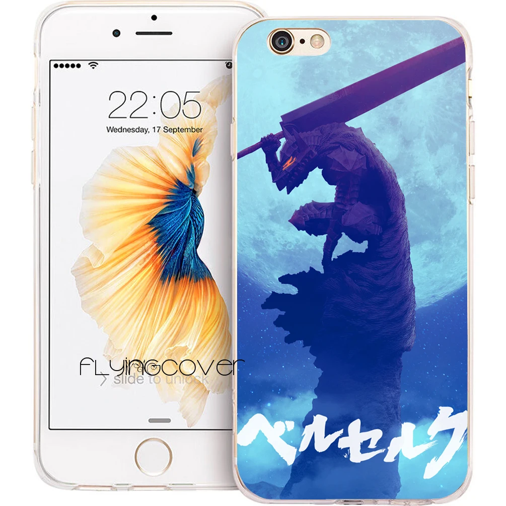 Coque Берсерк ГАТС арт чехлы для телефонов IPhone 10x7 8 6 S Plus 5s 5 SE 5C 4S 4 iPod Touch Чехол