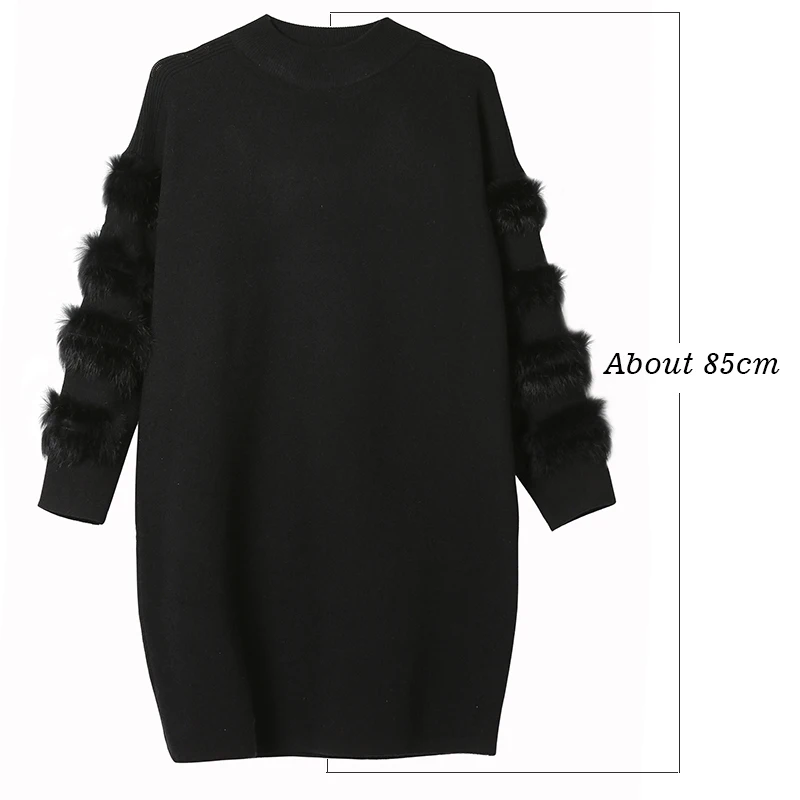 Chictorso Real Fur Long Sleeve Women Sweater Pullovers Girls Jumpers Dresses Knitted Top Fashion Winter Sweaters Outwear Black Chictorso Real Fur Long Sleeve Women Sweater Pullovers Girls Jumpers Dresses Knitted Top Fashion Winter Sweaters Outwear Black