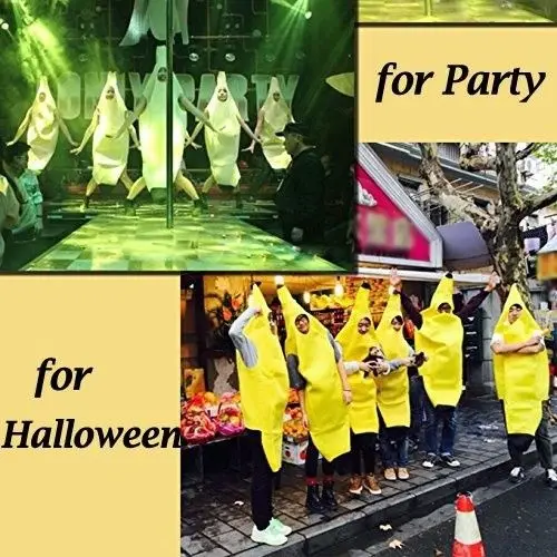 Liser Adult Unisex Funny Banana Suit Yellow Costume Light Halloween Fruit Fancy Party Festival Dance Dress -Zentai shop online