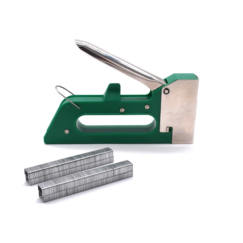 Short Handle Stapler Ручной штапельный пистолет с 400 шт скоб-сверхмощный пистолет для обивки крепежный материал украшения столярных изделий - Цвет: Short Handle Stapler