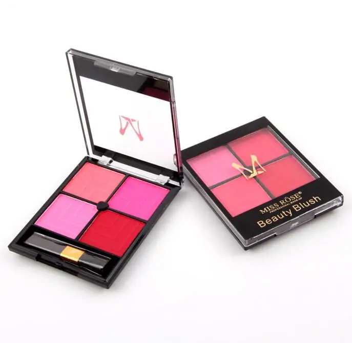24x Miss Rose Makeup Blusher Palette 4 Colors Soft Natural Mineral