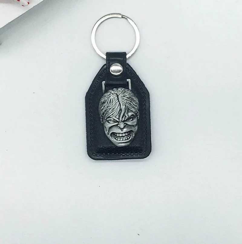 

Creative Custom Men Leather Anime Key Chain Hulk Keychain Metal Car Super Hero Key Ring Banner Holder Jewelry Gift Souvenirs
